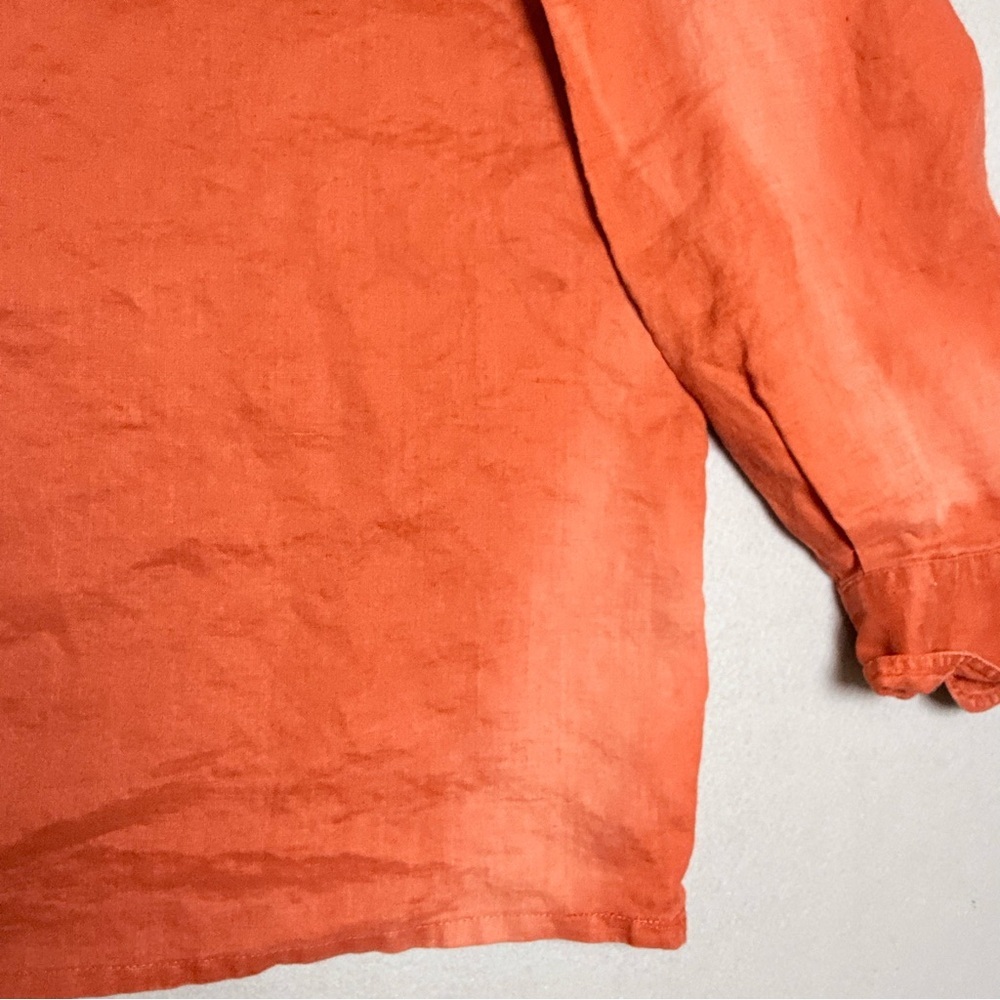 Vintage Christian Dior XL Mens Polo Shirt Cotton Orange Long Sleeve READ - Picture 6 of 10